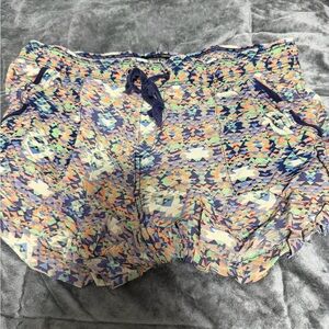 Rewash Multicolor Geometric Athletic Shorts with Navy Drawstring